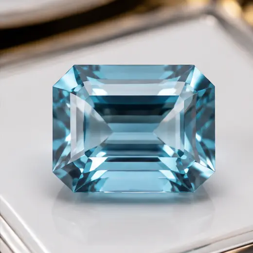 Aquamarine · Emerald cut · polished gemstone reference