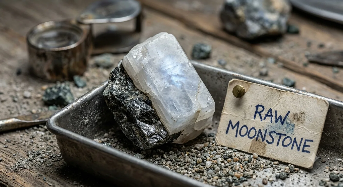 Moonstone, illustrative rough gemstone material