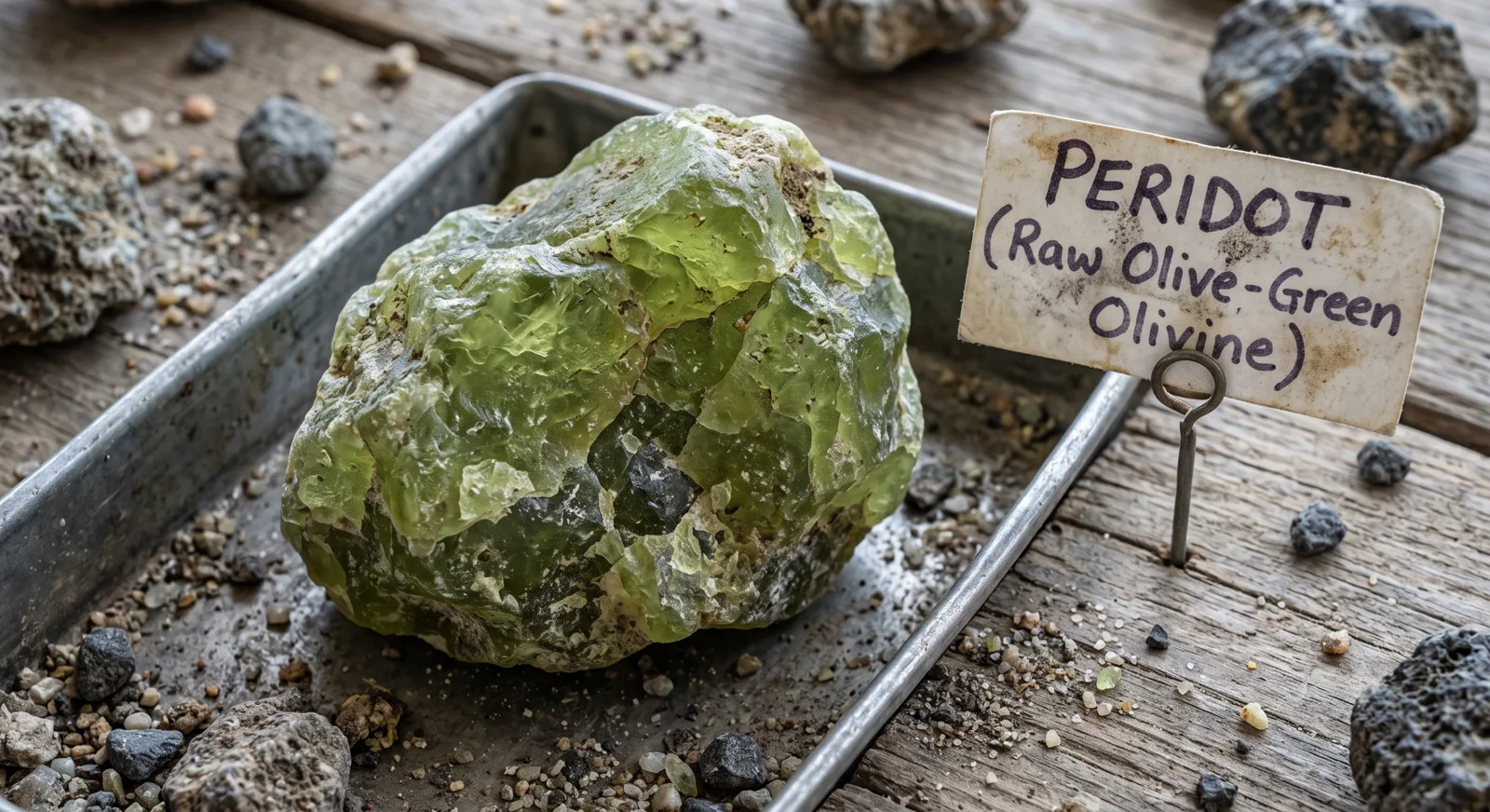 Peridot, illustrative rough gemstone material