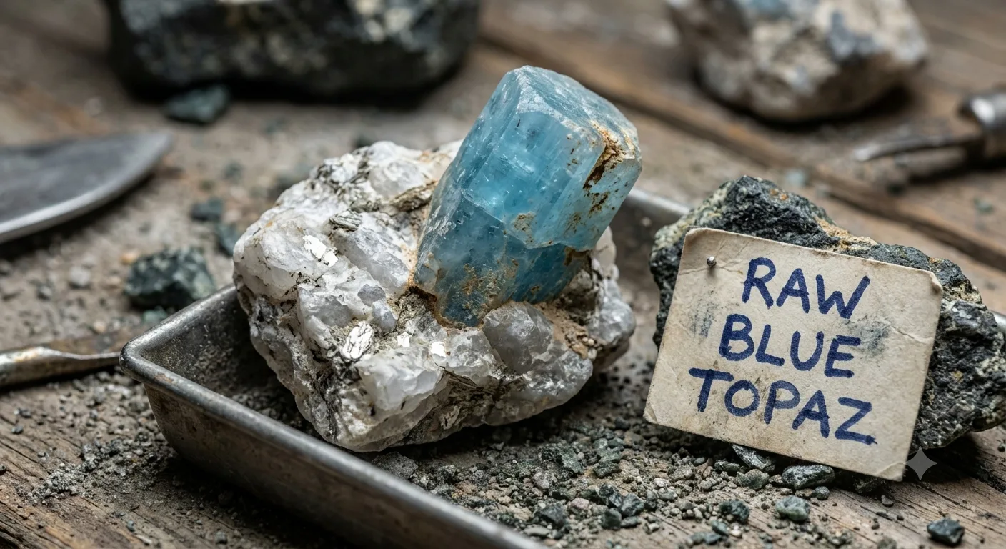 Topaz, illustrative rough gemstone material