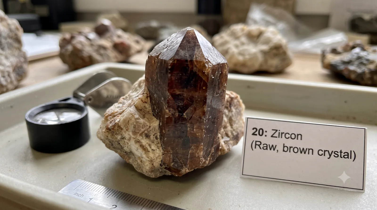 Zircon, illustrative rough gemstone material