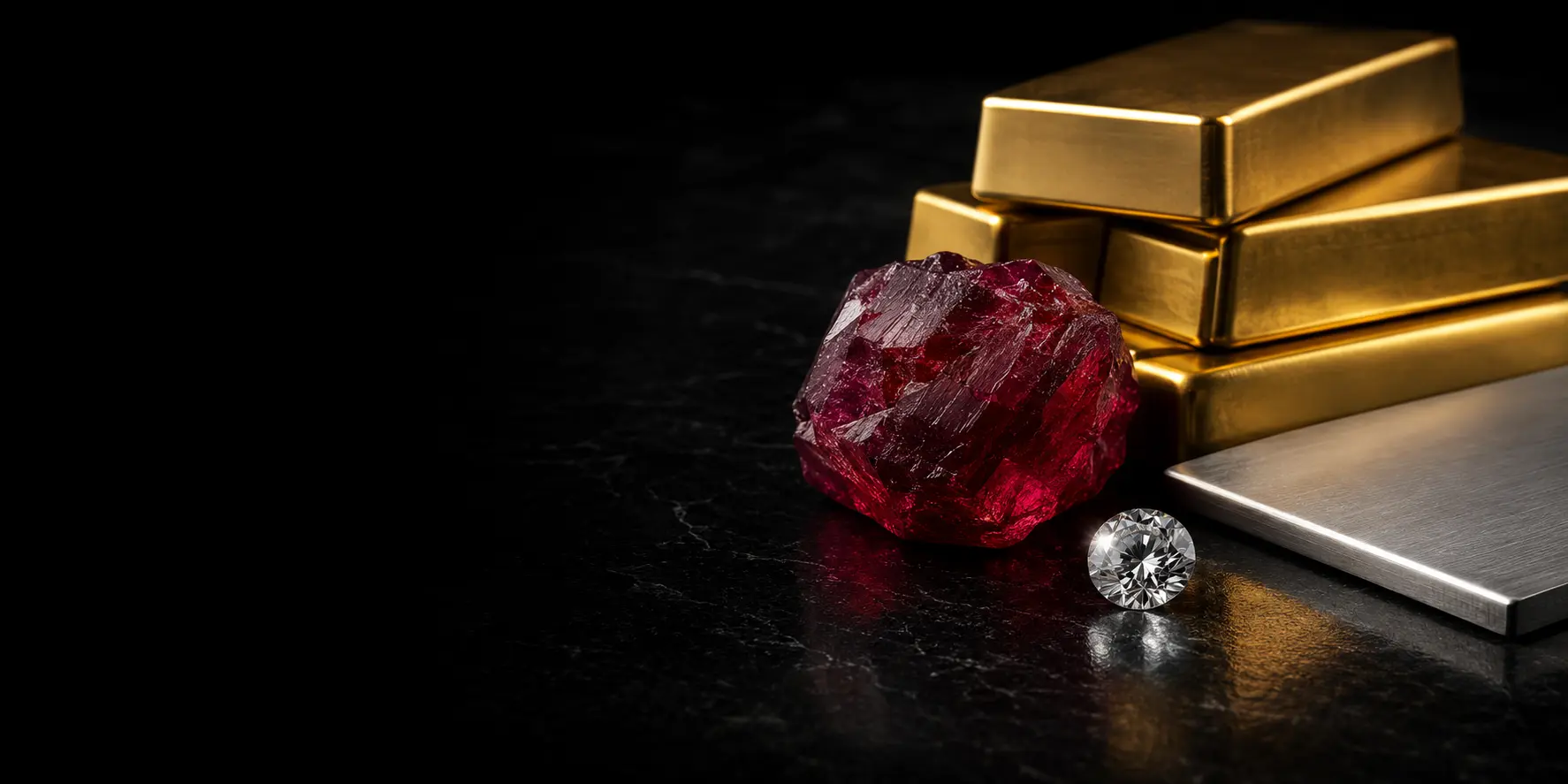 Precious gemstones and metals in a secure institutional display